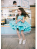 Sea Blue Satin Twirl Flower Girl Dress